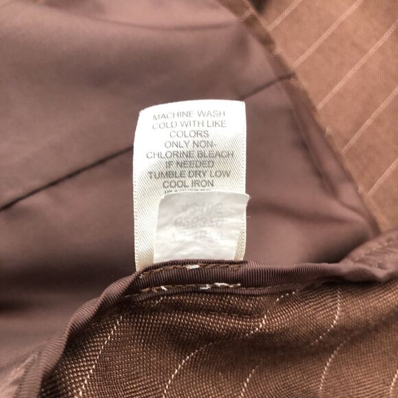 J Jill Pin Striped Skirt/12 Jacket/10 Suit Set Linen Blend Havana Brown Workwear - Picture 15 of 16
